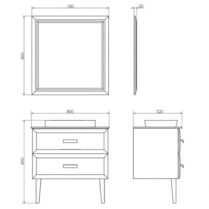 Зеркало Comforty «Империя 80», 780×800 мм, цвет белый