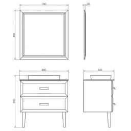 Зеркало Comforty «Империя 80», 780×800 мм, цвет белый