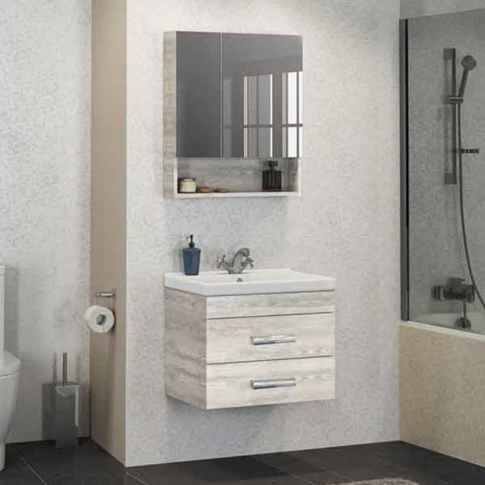 Зеркало шкаф для ванной комнаты Comforty «Никосия 60», 600×800 мм, цвет дуб белый