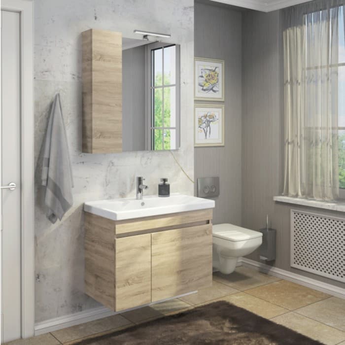 Зеркало шкаф для ванной комнаты Comforty «Тромсе 80», цвет дуб сонома