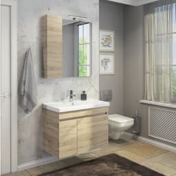 Зеркало шкаф для ванной комнаты Comforty «Тромсе 80», цвет дуб сонома