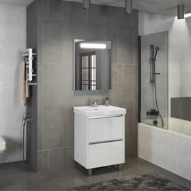 Тумба - умывальник напольная Comforty «Дублин-60», раковина Comforty 8056, цвет белый глянец