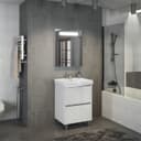 Тумба - умывальник напольная Comforty «Дублин-60», раковина Comforty 8056, цвет белый глянец