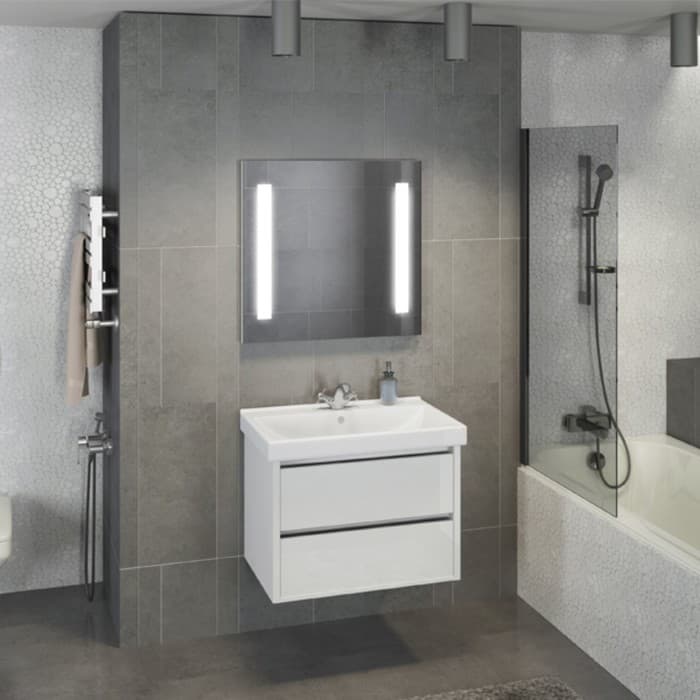 Тумба – умывальник Comforty «Дублин – 75», с раковиной Comforty 8057, цвет белый глянец