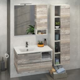 Тумба – умывальник Comforty «Турин – 90L», с раковиной COMFORTY 9090EL, цвет дуб бежевый