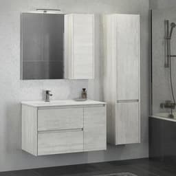 Шкаф – колонна для ванной комнаты Comforty «Бремен – 35», 350×320×1600 мм, цвет дуб белый