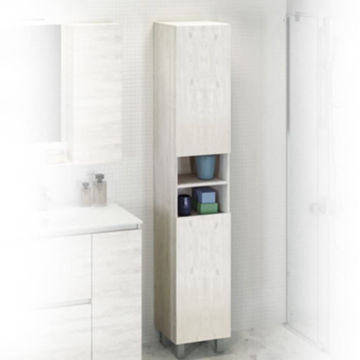 Шкаф – колонна для ванной комнаты Comforty «Верона – 35 – Н», 350×320×1900 мм, цвет дуб белый
