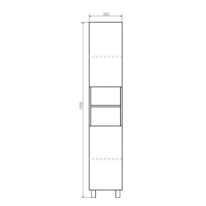 Шкаф – колонна для ванной комнаты Comforty «Верона – 35 – Н», 350×320×1900 мм, цвет дуб белый