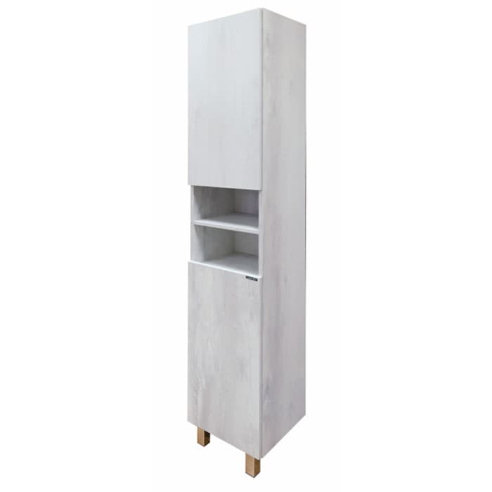 Шкаф – колонна для ванной комнаты Comforty «Верона – 35 – Н», 350×320×1900 мм, цвет дуб белый