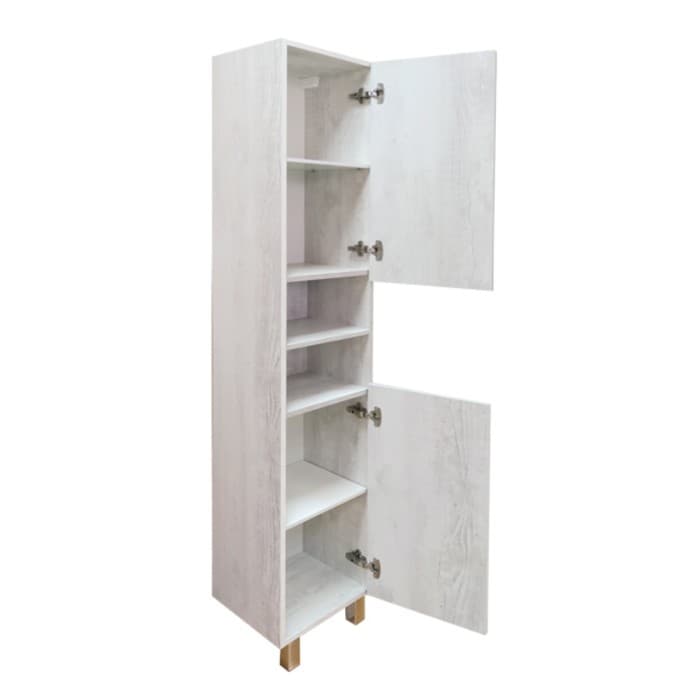 Шкаф – колонна для ванной комнаты Comforty «Верона – 35 – Н», 350×320×1900 мм, цвет дуб белый