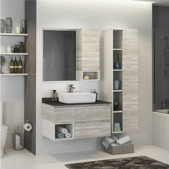 Шкаф – колонна для ванной комнаты Comforty «Прага – 45», 450×320×1600 мм, цвет дуб белый