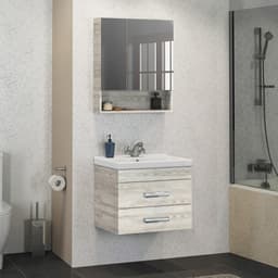 Тумба – умывальник Comforty «Никосия – 60П», с раковиной Fest 60 F01, цвет дуб белый