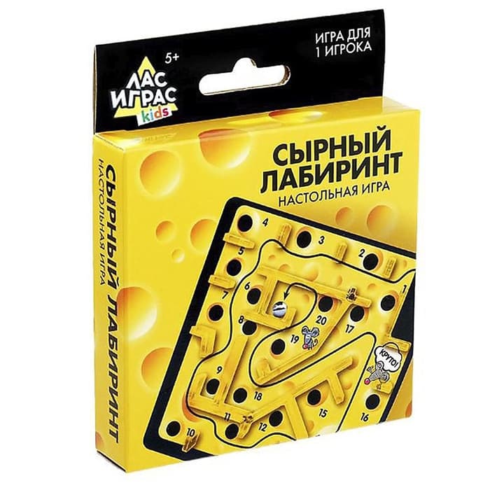 Настольная игра Лас Играс KIDS «Сырный лабиринт», пластиковое поле, 1 игрок, 3+