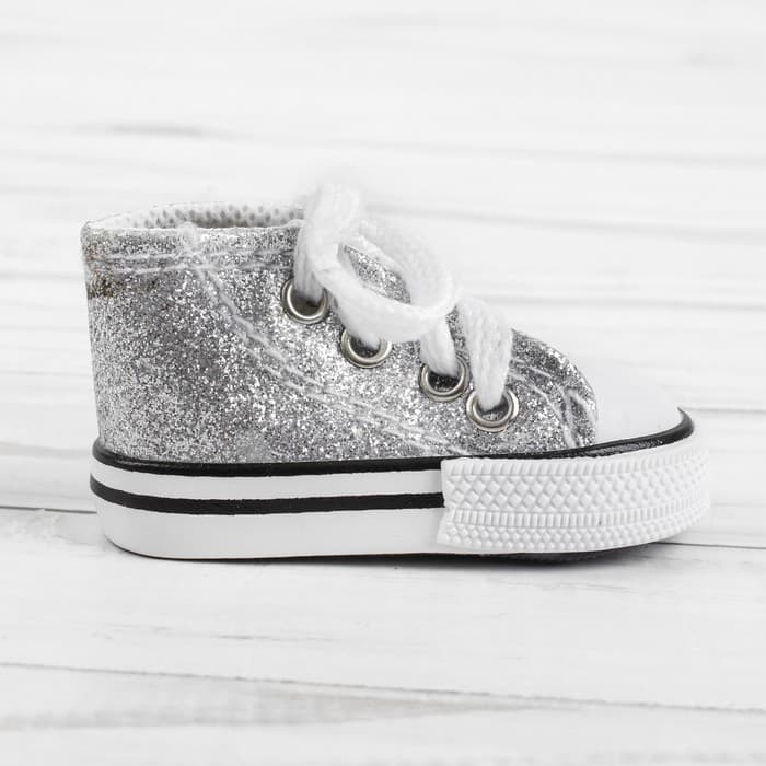 Кеды для кукол «Блёстки», длина подошвы: 7.5 см, серебряный