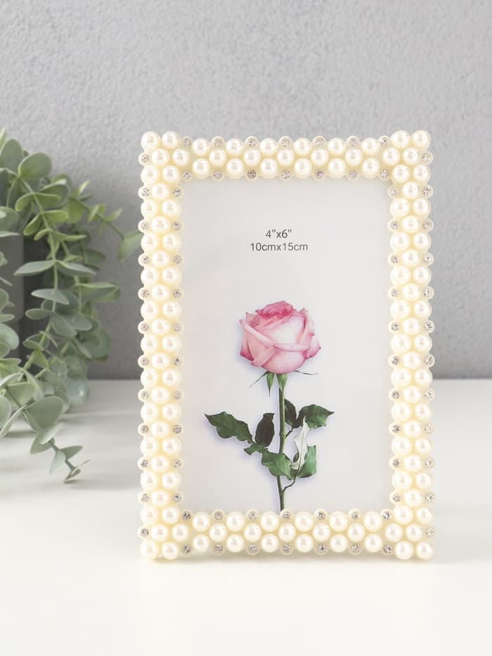 Фоторамка для фото 10×15 см «Жемчуг и стразы», пластик, прямые углы, 17.5×12.5 см