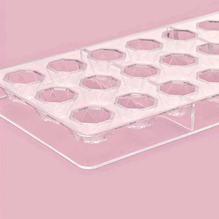 Форма для конфет и шоколада KONFINETTA «Бриллиант», 27.5×13.5 см, 21 ячейка d=2.5 см, пластик, прозрачная