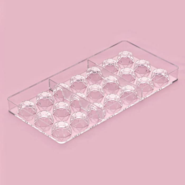 Форма для конфет и шоколада KONFINETTA «Бриллиант», 27.5×13.5 см, 21 ячейка d=2.5 см, пластик, прозрачная