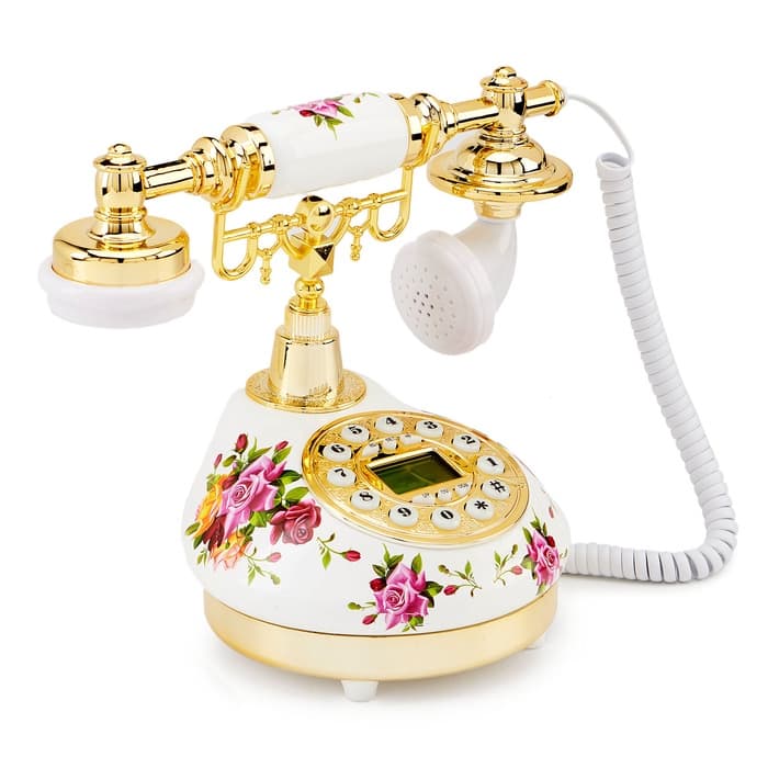 Ретро-телефон «Роза», 21×25 см, громкая связь, белый