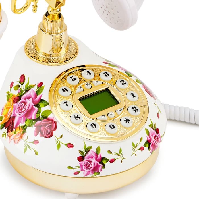 Ретро-телефон «Роза», 21×25 см, громкая связь, белый