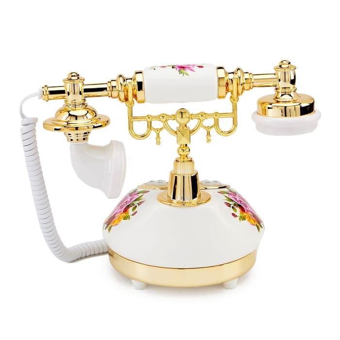 Ретро-телефон «Роза», 21×25 см, громкая связь, белый