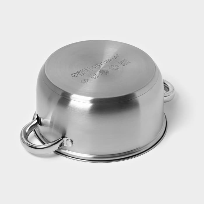 Набор кастрюль из нержавеющей стали Доляна «Сильве», 3 предмета: 2.3 л, 3.2 л, 4.2 л, крышки