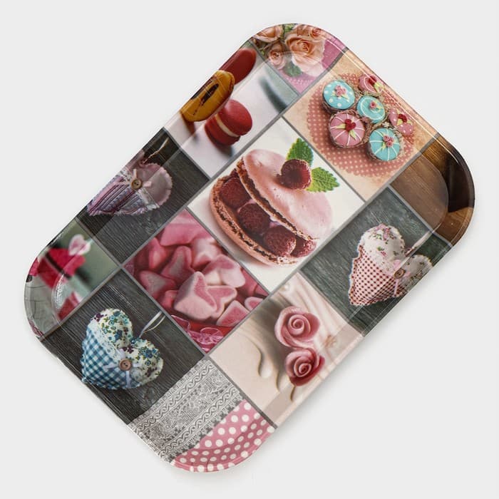 Поднос прямоугольный Доляна «Самобранка», 30×21×1.8 см, пластик, рисунок МИКС