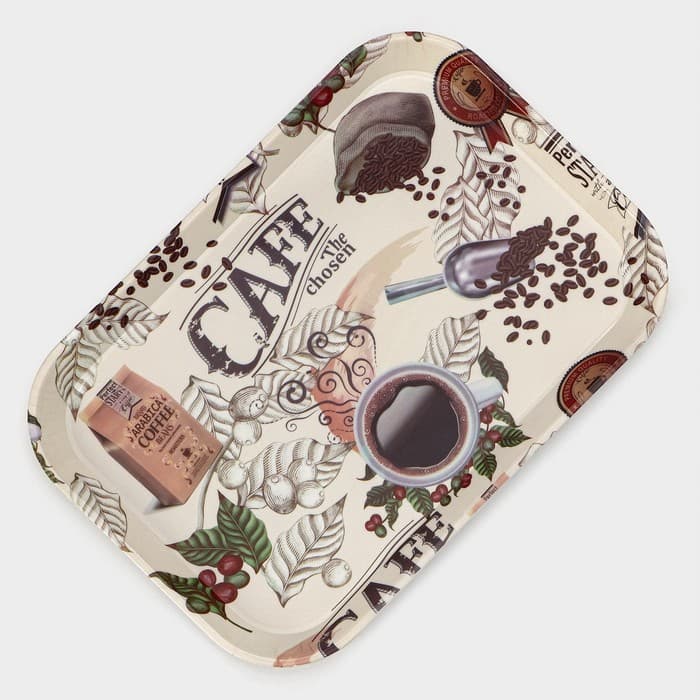 Поднос прямоугольный Доляна «Самобранка», 30×21×1.8 см, пластик, рисунок МИКС