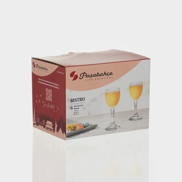 Набор рюмок для ликёра Paşabahçe Bistro, 60 мл, набор 6 шт., стекло, прозрачные