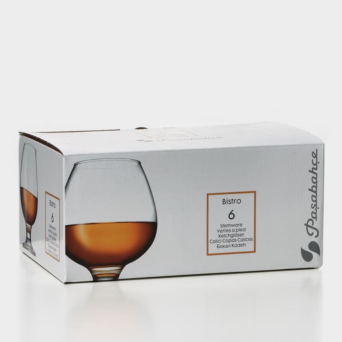 Бокалы для коньяка Paşabahçe Bistro, 395 мл, размер одного бокала 8.5×12 см, набор 6 шт., стекло, прозрачные