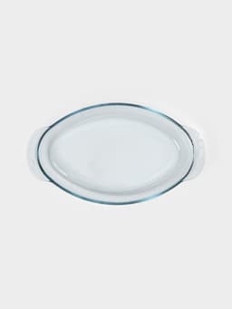 Утятница овальная Paşabahçe, 2,6/1.3 л, с крышкой-формой для запекания, жаропрочное стекло, прозрачная