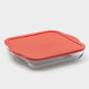 Форма для запекания Paşabahçe Borcam, 3 л, 28.2×31.7 см, с красной крышкой, стекло, прозрачная