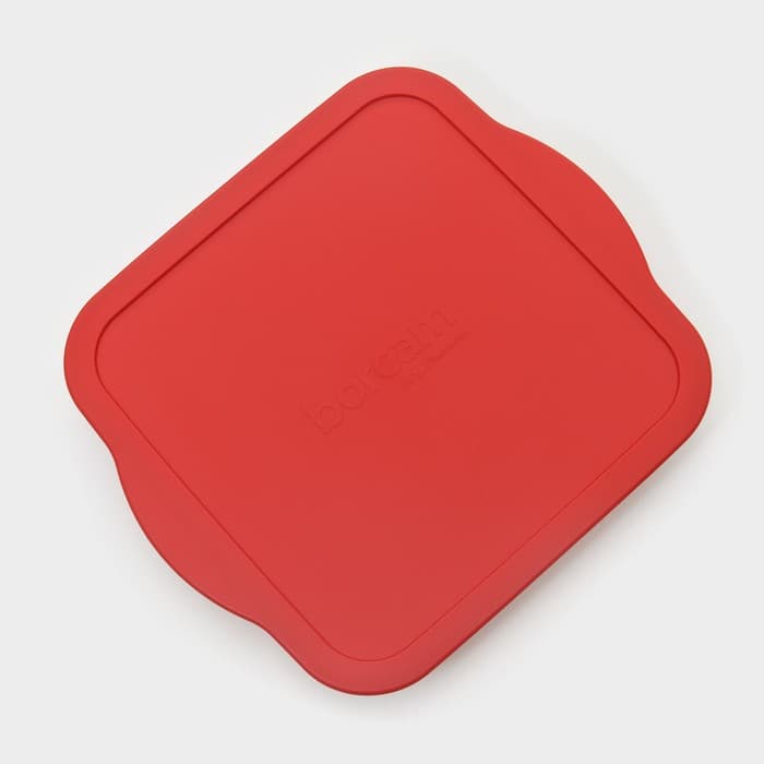 Форма для запекания Paşabahçe Borcam, 3 л, 28.2×31.7 см, с красной крышкой, стекло, прозрачная