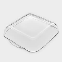 Форма для запекания Paşabahçe Borcam, 3 л, 28.2×31.7 см, с красной крышкой, стекло, прозрачная