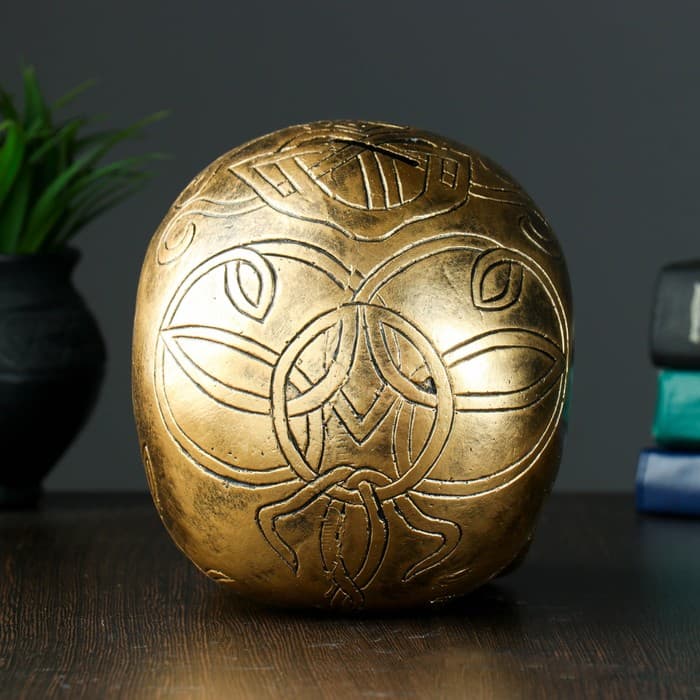 Копилка для денег «Череп», гипс, золото 17×13 см