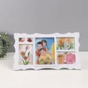 Фоторамка - коллаж на 6 фото 4×5 см, 9×13 см, 10×15 см, 13×18 см «Узорная», белая, 23×40.5×2 см