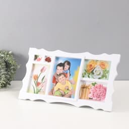 Фоторамка - коллаж на 6 фото 4×5 см, 9×13 см, 10×15 см, 13×18 см «Узорная», белая, 23×40.5×2 см