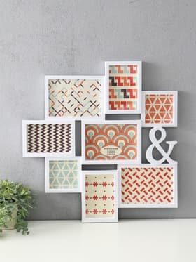 Фоторамка - коллаж на 8 фото 10×10 см, 10×15 см, 13×18 см «Значок», белая, 50.5×51.5×2 см