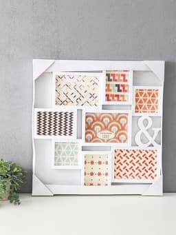 Фоторамка - коллаж на 8 фото 10×10 см, 10×15 см, 13×18 см «Значок», белая, 50.5×51.5×2 см