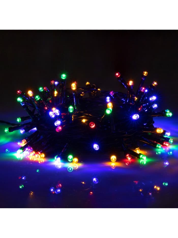 Гирлянда «Нить», 10 м, уличная, IP44, 100 LED, 2 режима, солнечная батарея, тёмная нить, свечение мульти