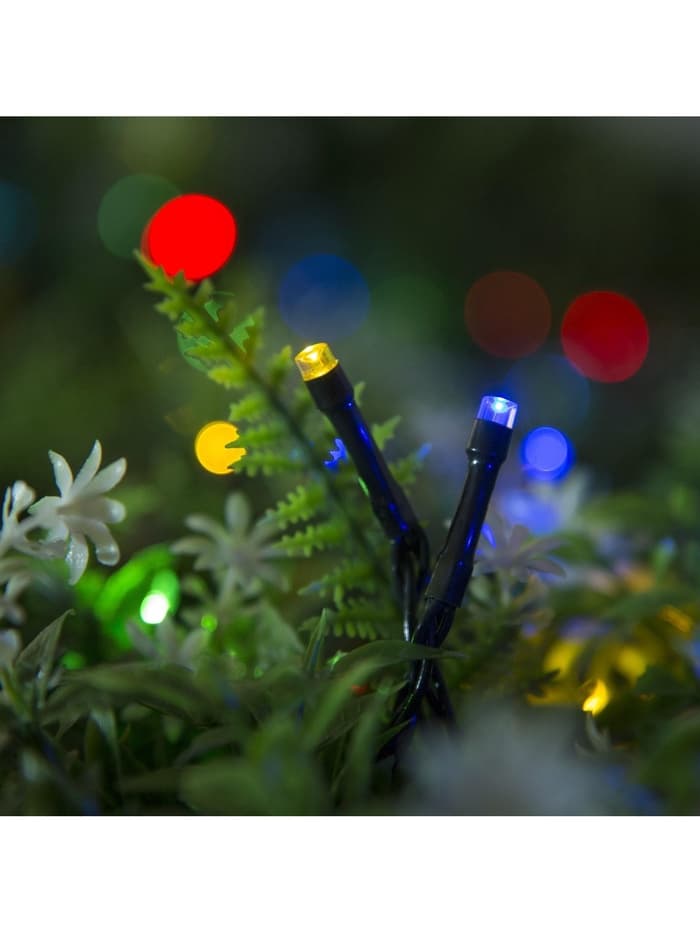 Гирлянда «Нить», 10 м, уличная, IP44, 100 LED, 2 режима, солнечная батарея, тёмная нить, свечение мульти