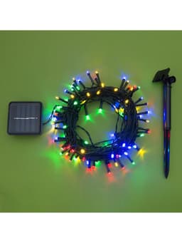 Гирлянда «Нить», 10 м, уличная, IP44, 100 LED, 2 режима, солнечная батарея, тёмная нить, свечение мульти