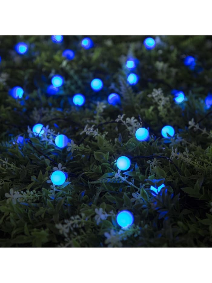 Гирлянда «Нить», 4.5 м, уличная, с насадками «Шарик», IP44, 30 LED, 2 режима, солнечная батарея, тёмная нить, свечение синие