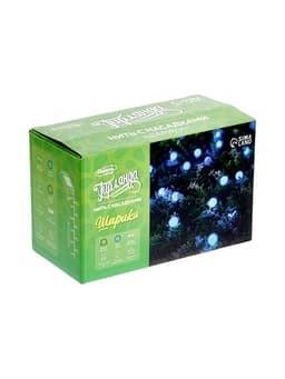 Гирлянда «Нить», 4.5 м, уличная, с насадками «Шарик», IP44, 30 LED, 2 режима, солнечная батарея, тёмная нить, свечение синие