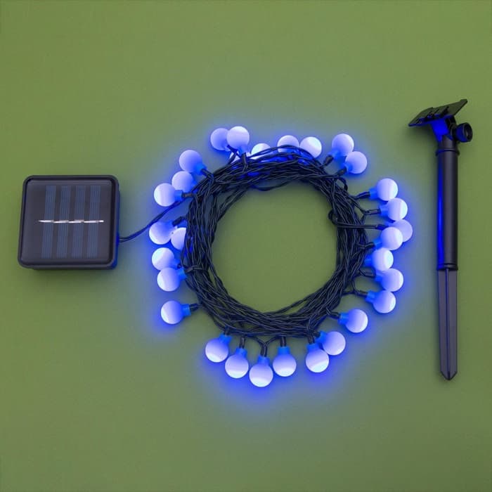 Гирлянда «Нить», 4.5 м, уличная, с насадками «Шарик», IP44, 30 LED, 2 режима, солнечная батарея, тёмная нить, свечение синие