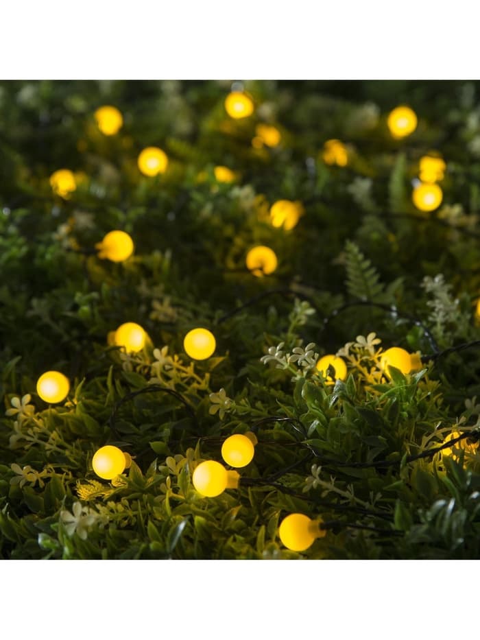 Гирлянда «Нить», 4.5 м, уличная, с насадками «Шарик», IP44, 30 LED, 2 режима, солнечная батарея, тёмная нить, свечение жёлтое