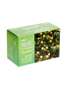 Гирлянда «Нить», 4.5 м, уличная, с насадками «Шарик», IP44, 30 LED, 2 режима, солнечная батарея, тёмная нить, свечение жёлтое