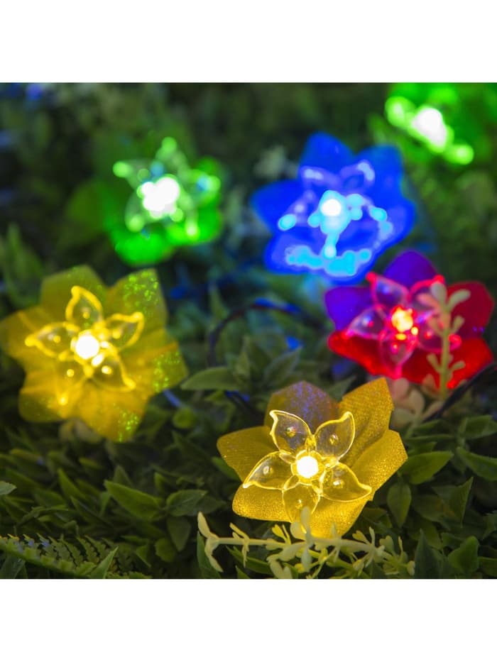 Гирлянда «Нить», 4.5 м, уличная, с насадками «Лилия», IP44, 30 LED, 2 режима, солнечная батарея, тёмная нить, свечение белое