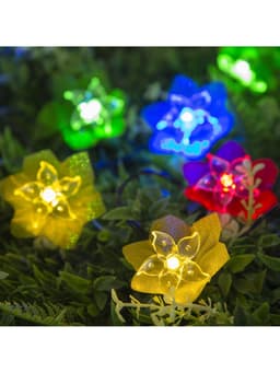 Гирлянда «Нить», 4.5 м, уличная, с насадками «Лилия», IP44, 30 LED, 2 режима, солнечная батарея, тёмная нить, свечение белое