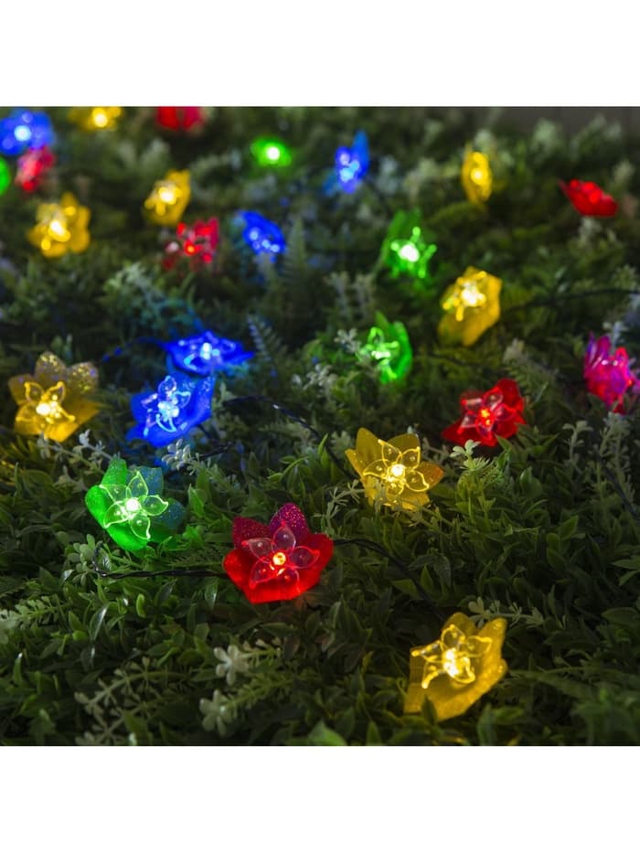 Гирлянда «Нить», 4.5 м, уличная, с насадками «Лилия», IP44, 30 LED, 2 режима, солнечная батарея, тёмная нить, свечение белое