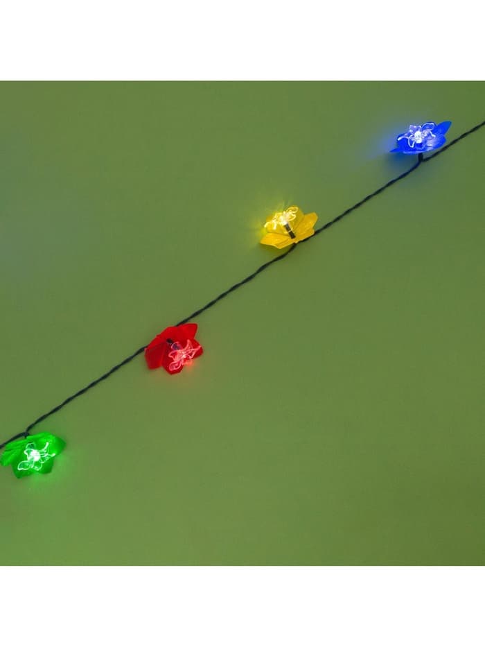 Гирлянда «Нить», 4.5 м, уличная, с насадками «Лилия», IP44, 30 LED, 2 режима, солнечная батарея, тёмная нить, свечение белое